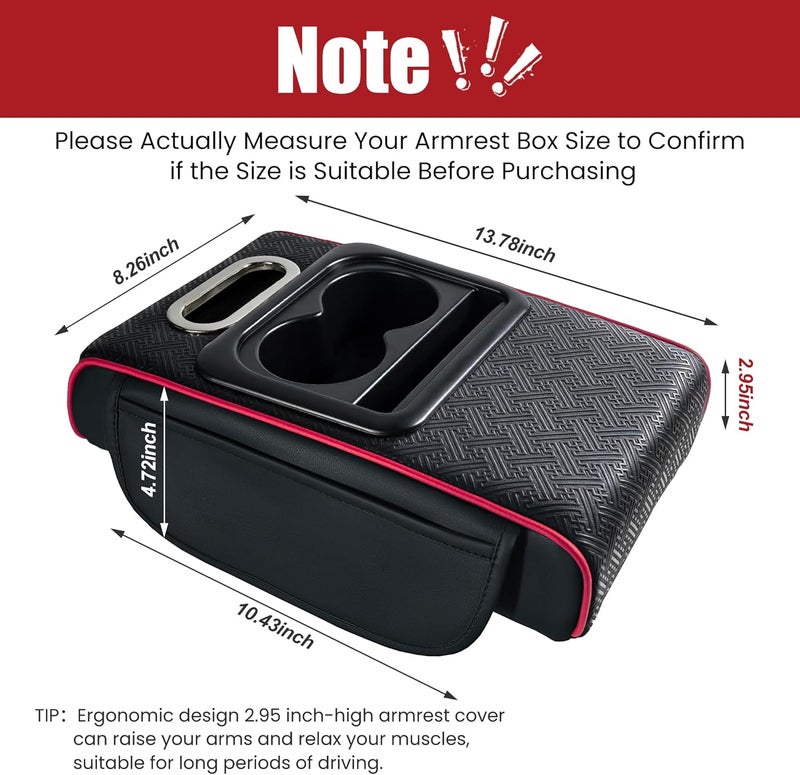 DSCARCovers Car Middle Center Console Cover with Cup Holder for Long Driving,Car Armrest Cover for SUV,Truck-2.95in Height-Lifts Arms to Relax Muscles,Multi-functional Storage is Ideal for Trips Scratch-resistant - Image 2